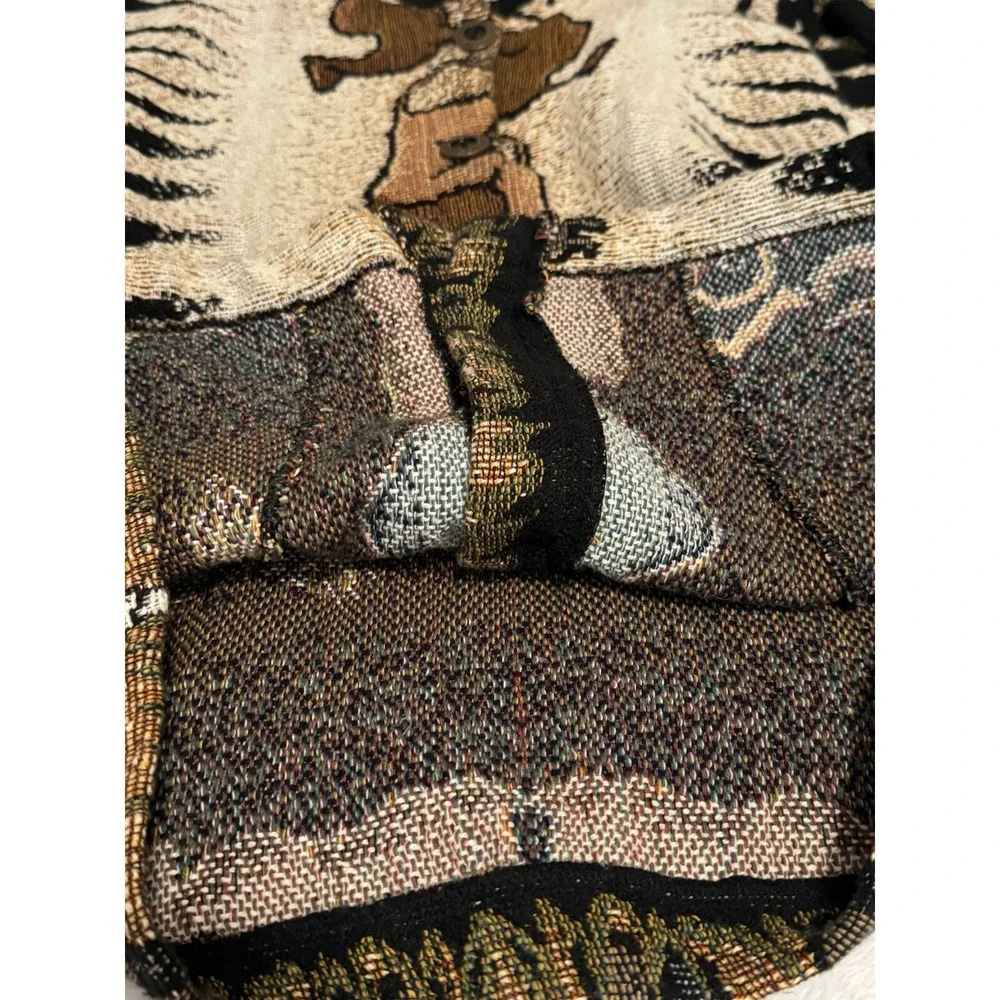 Vintage Sugar Street Women M Cotton‎ Weavers Animal Print Safari Tapestry Jacket